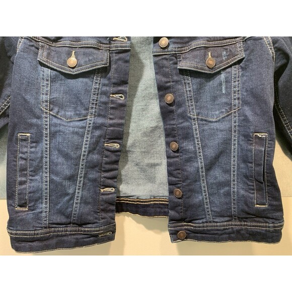 Roebucks Stretch Denim Jacket Womens S Blue (Sears) Trucker Distressed VINTAGE - Picture 10 of 16